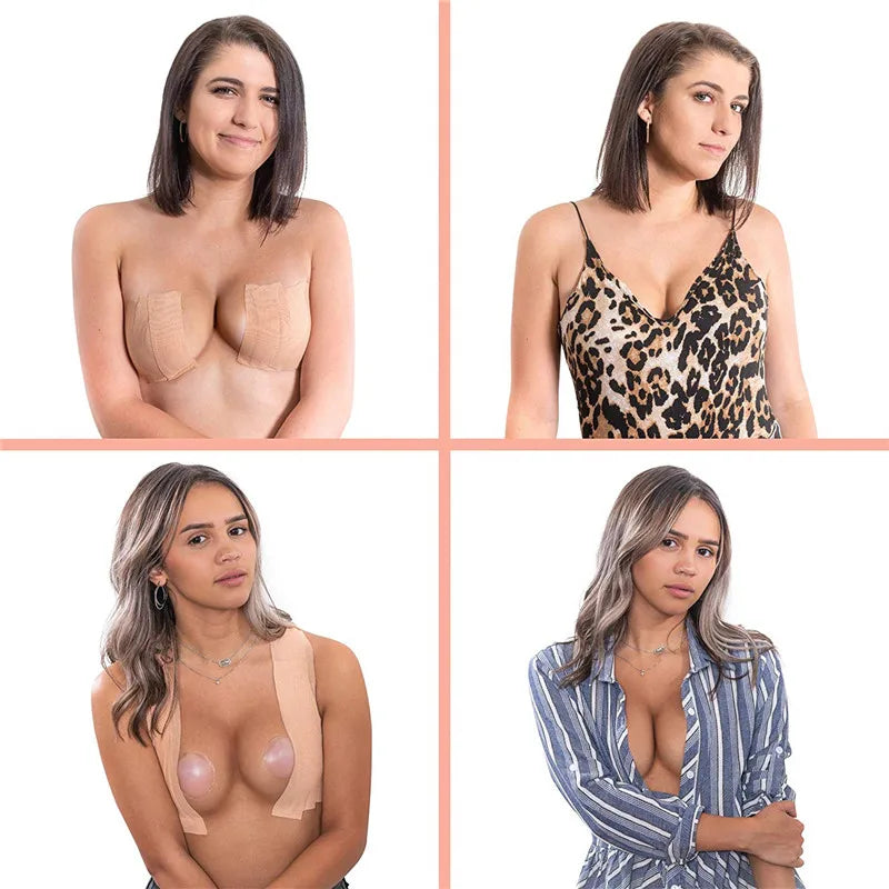 Summer Strapless Bikini Invisible Nipple Cover Breast Lift-Up Boob Tape Women Sexy Tube Top Plus Size Bra Push Up Bra Crop Top