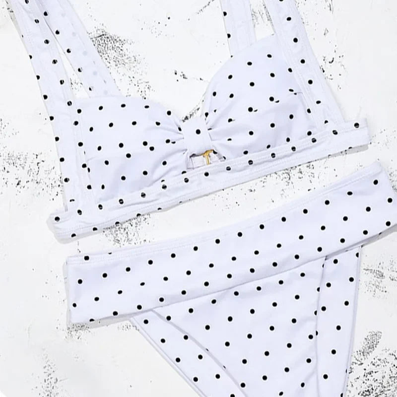 ZTVitality Dot Bikinis Bow Push Up Bikini 2025 New Arrival Padded Bra Mid Waist Swimsuit Sexy Swimwear Women Brazilian Biquini