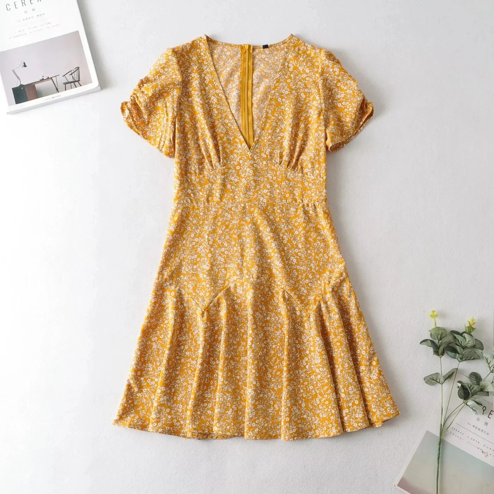 Foridol Blue Floral Print Summer Beach Dress Women Casual Holiday Short Sleeve Dress Boho Sundress Vestidos Fashion Clothes