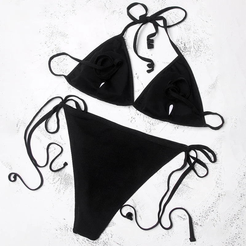 ZTVitality Black Bikinis Push Up Bikini 2020 Hot Sale Halter Padded Bra Bandage Swimsuit Low Waist Backless Sexy Swimwear Women