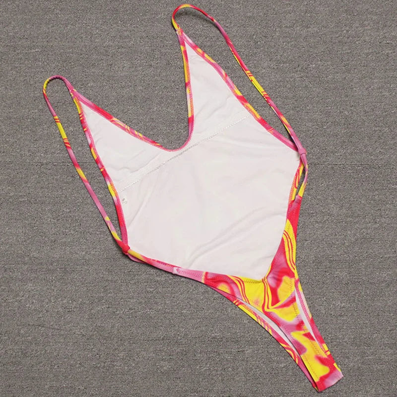 2025 Sexy Sparkling Shiny Women Swimwear One Piece Swimsuit Female High Cut Monokini Backless Bather Bathing Suit Swim Bodysuit