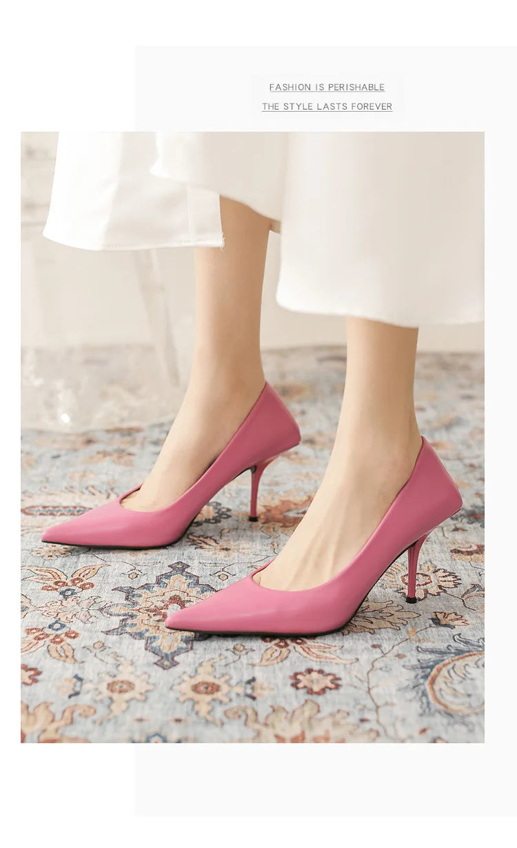 Pumps shoes Women Fashion Office Basic High Heels Work Lady Shoes Black Pink Green Thin Heels Brand Point Toe998