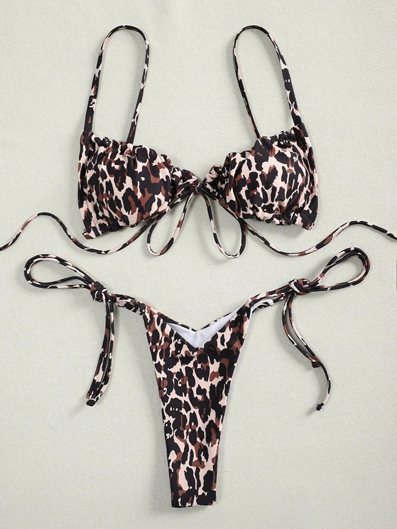 Sexy Ruffle Frilled Micro Thong Bikini 2025 Women Swimwear Female Swimsuit Two-pieces Bikini set String Bather Bathing Suit Swim