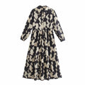 Foridol Geometric Print Black Shirt Dress Casual Elegant Autumn Winter Women's New Dress Vestidos Robe Femme Long Sleeve Dress