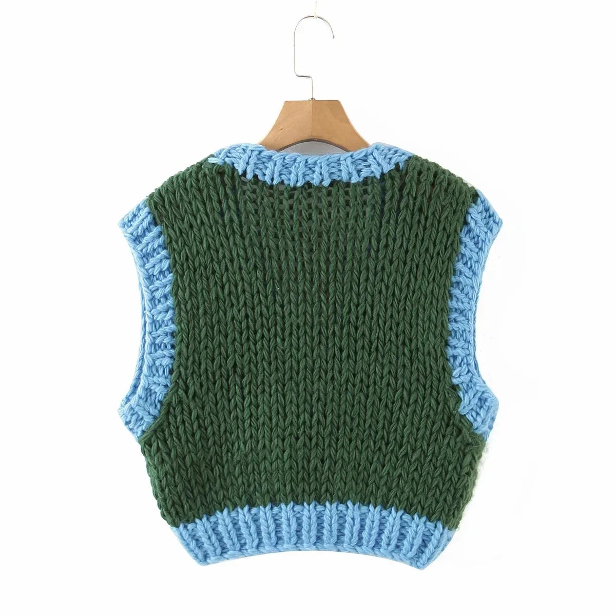 Foridol Sheep Knitted Sweater Vest Vintage Animal Sleeveless Blue Cropped Sweater Vest Waistcost 2025 Autumn Winter Tops