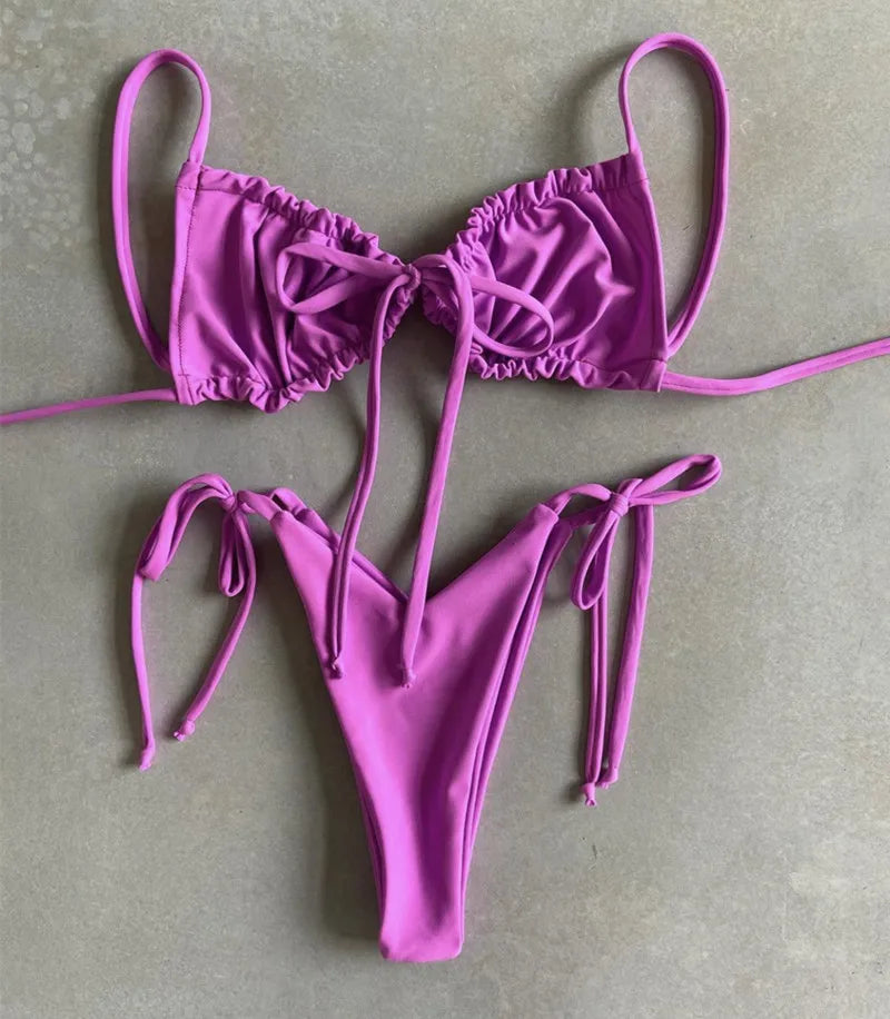 RUOTONGSEPT Low Waist Bikinis 2022 Triangle Swimwear Female Swimsuit Women Print Bikini set two-Piece Suit Push Up Bathing Suit