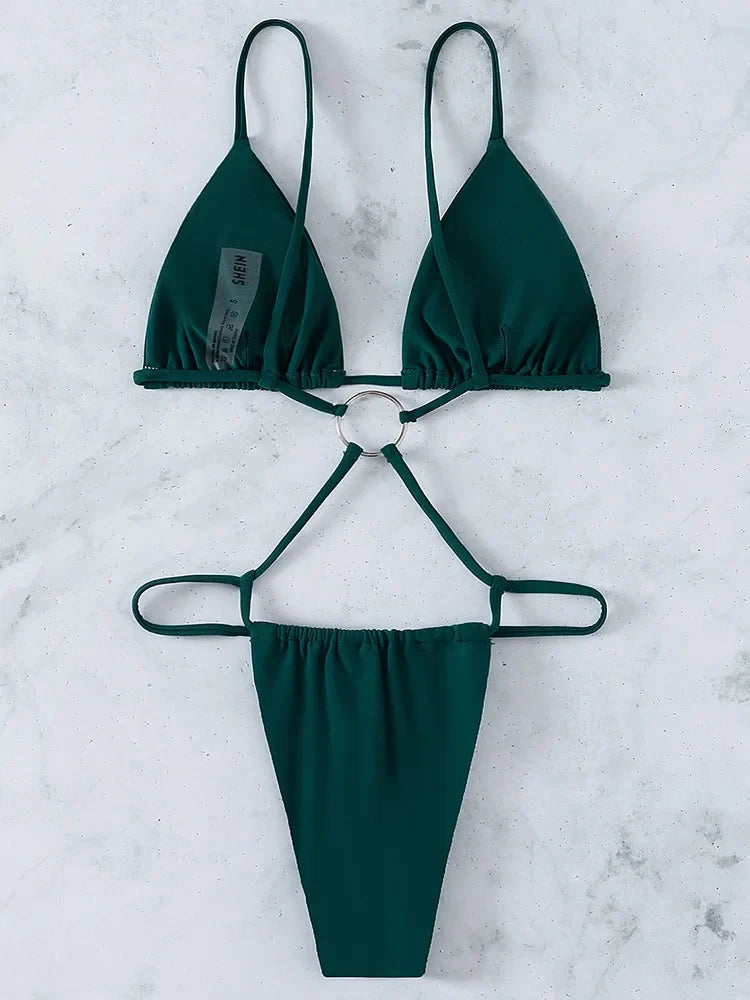 Sexy Extreme Mini Micro String Women Swimwear One Piece Swimsuit Female Cross Backless Monokini High Cut Bathing Suit Swim Lady
