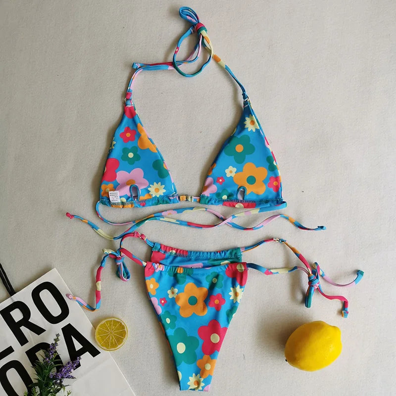 2025 Polka Dot Mini Micro String Bikini Women Swimsuit Female Bikinis Brazilian Swimwear Two Pieces Bikini Set Bathing Suit Swim
