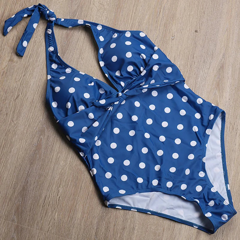 S - XXL Halter Polka Dot Female Swimwear One Piece Swimsuit Women Backless Monokini Bathing Suit Swim Bodysuit Bather Beachwear