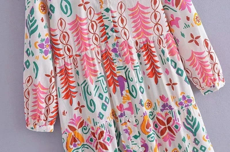 Foridol Floral Print Casual Boho Shirt Dress Maxi Long Autumn Winter Long Sleeve Dress Vestidos 2025 Button Up Dress