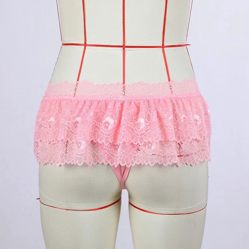 Women Sexy Lingerie Lace Perspective Ladies Dress Erotic Sexy Underwear Transparent Thongs Plus Size Sexy Skirt For Sex