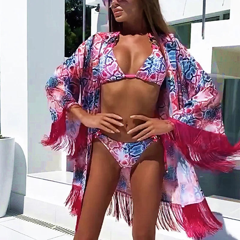 2025 Snake Print Halter Crystal Diamond Bikini Women Swimsuit Female Swimwear Two pieces Bikini set Bather Bathing Suit Swim