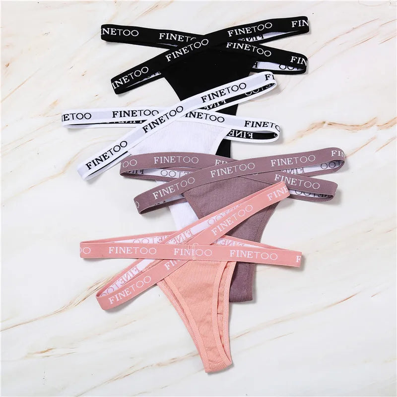 Women's Low Waist Bikini Briefs Seamless Thongs Panties Female Cotton G-String Underwear Ladies Letter Belt Lingerie M-XL Girls