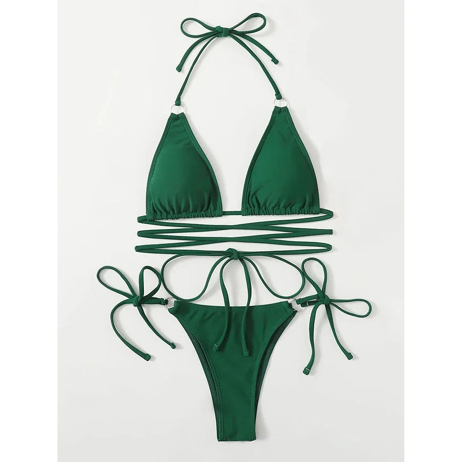 Sexy Micro Bikini 2025 Criss Cross Swimwear Bandage Woman Swimsuit Female Thong Bikinis Set 2 Piece Women Bathing Suit Beachwear
