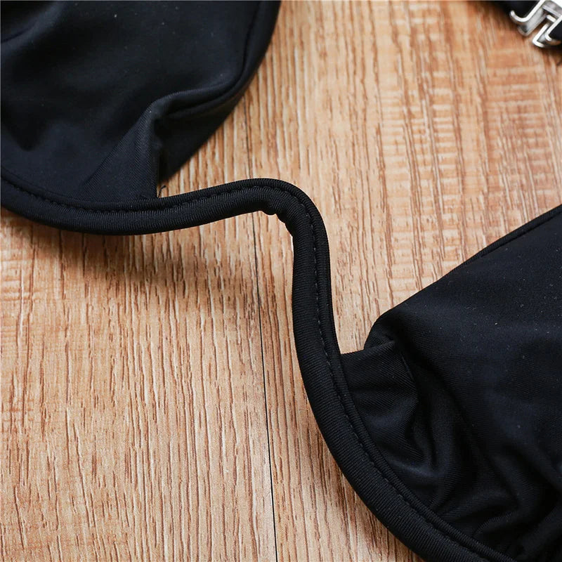 Sexy Push Up Underwired V-bar Bikini Women Swimsuit Female Swimwear Two-pieces Bikini set Micro Thong Bathing Suit Swim Lady
