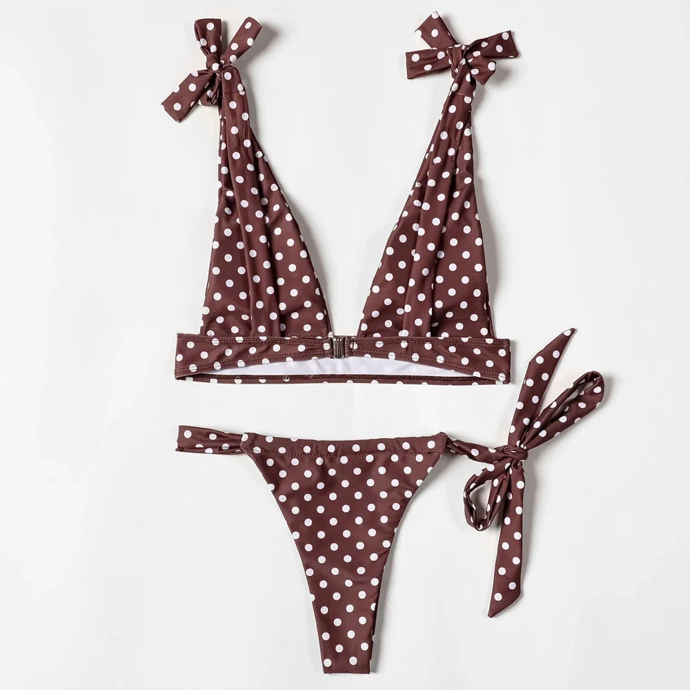 ZTVitality Dot Bandage Sexy Bikini Set 2022 New Padded Bra Low Waist Beachwear Bathing Suit Swimsuit Brazilian Swimwear Women