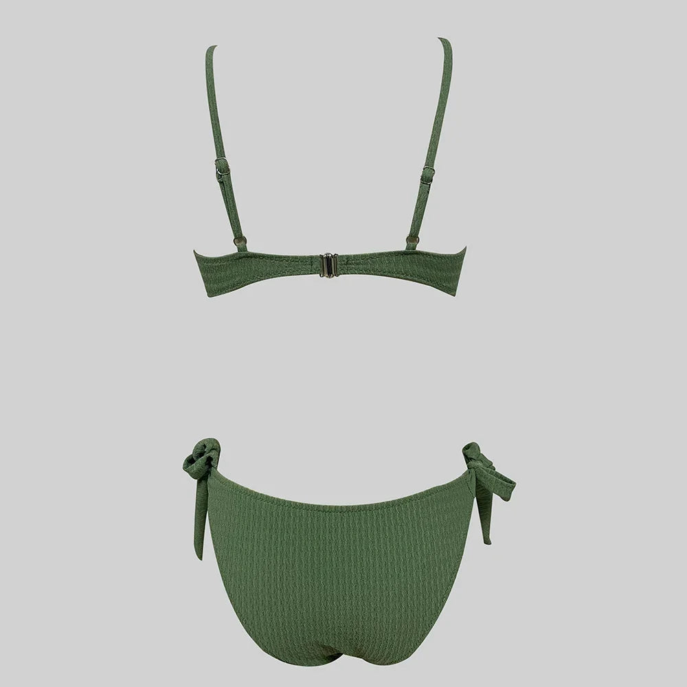 ZTVitality Solid Ribbed Lace Up Sexy Bikini 2026 New Padded Bra Low Waist Brazilian Swimsuit Female Swimwear Women Bathing Suit