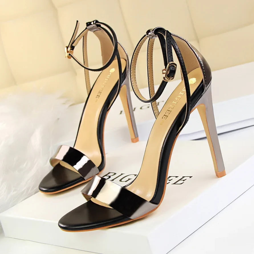 BIGTREE Shoes 11 cm High Heeled Sandals Women Summer Shoes Stiletto High Heels Open toed hollowed out Women Sandals Party Shoes
