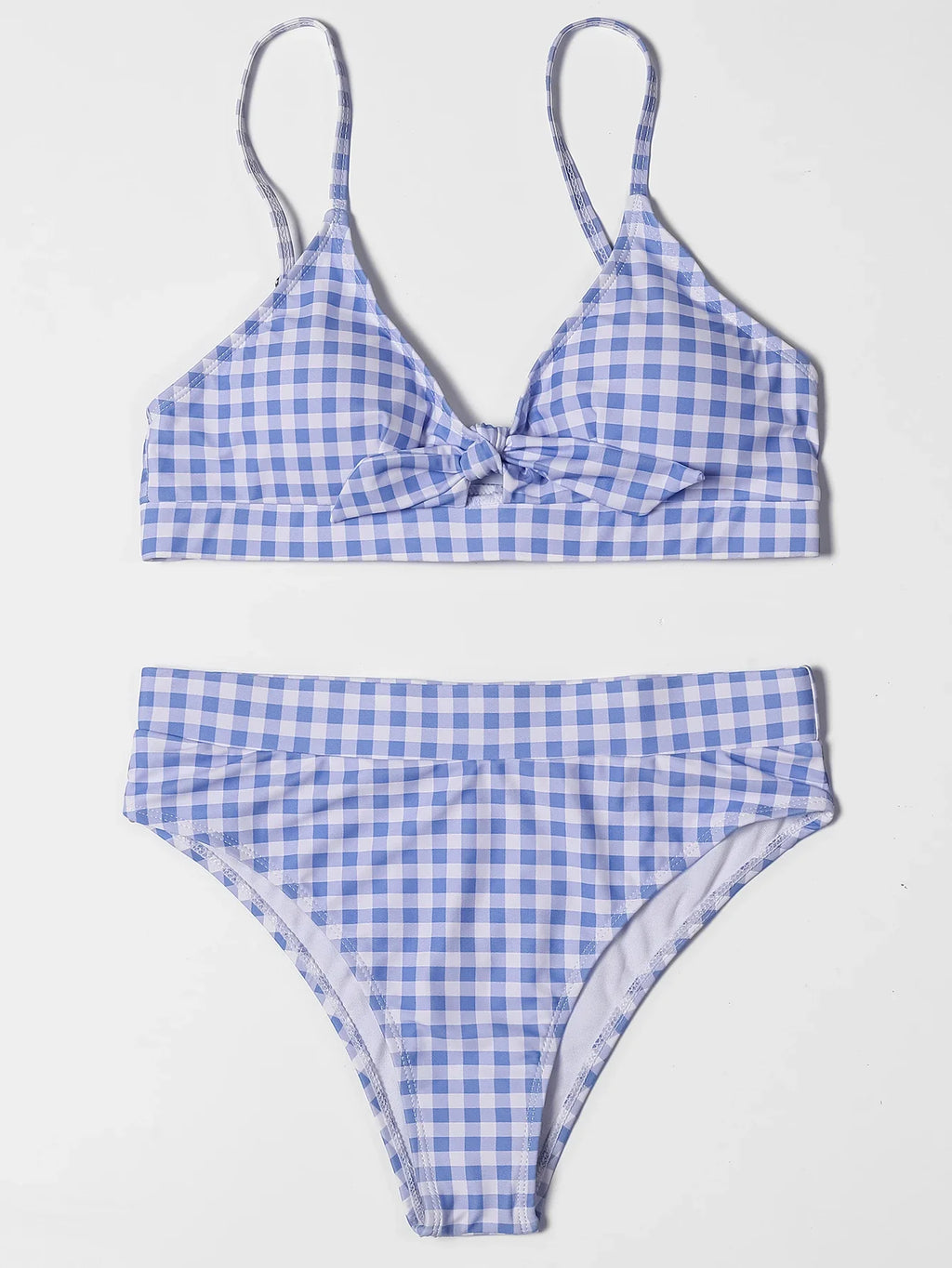 ZTVitality Bow Plaid Bikinis Push Up Sexy Bikini 2021 Hot Sale Straps Padded High Waist Swimsuit Retro Swimwear Women Biquini