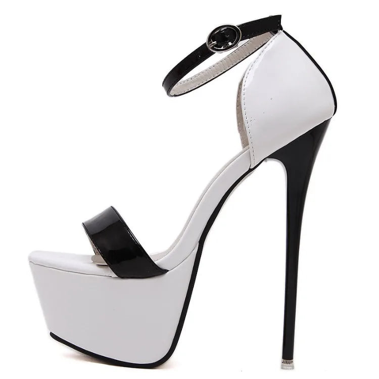Big Shoe Size 41 42 43 44 45 46 Sandals Women Platform Shoes Sexy 16 CM High Heels Open Toe Buckle Nightclub Shoes red  yui8