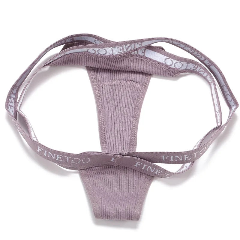 Women's Low Waist Bikini Briefs Seamless Thongs Panties Female Cotton G-String Underwear Ladies Letter Belt Lingerie M-XL Girls