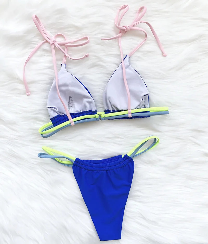 Sexy Mini Micro Thong Neon Bikini Women Brazilian Swimwear Female Swimsuit Two-pieces Bikini set High Cut Bathing Suit Swim Lady