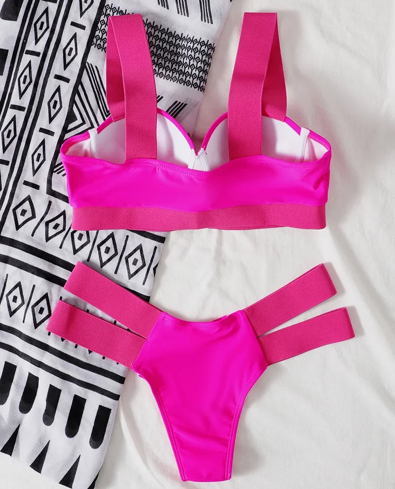 Leopard High Waist Bikini Push Up Bra Cup Bikinis 2026 Women Swimsuit Female Swimwear Two Piece Bikini Set High Cut Bathing Suit