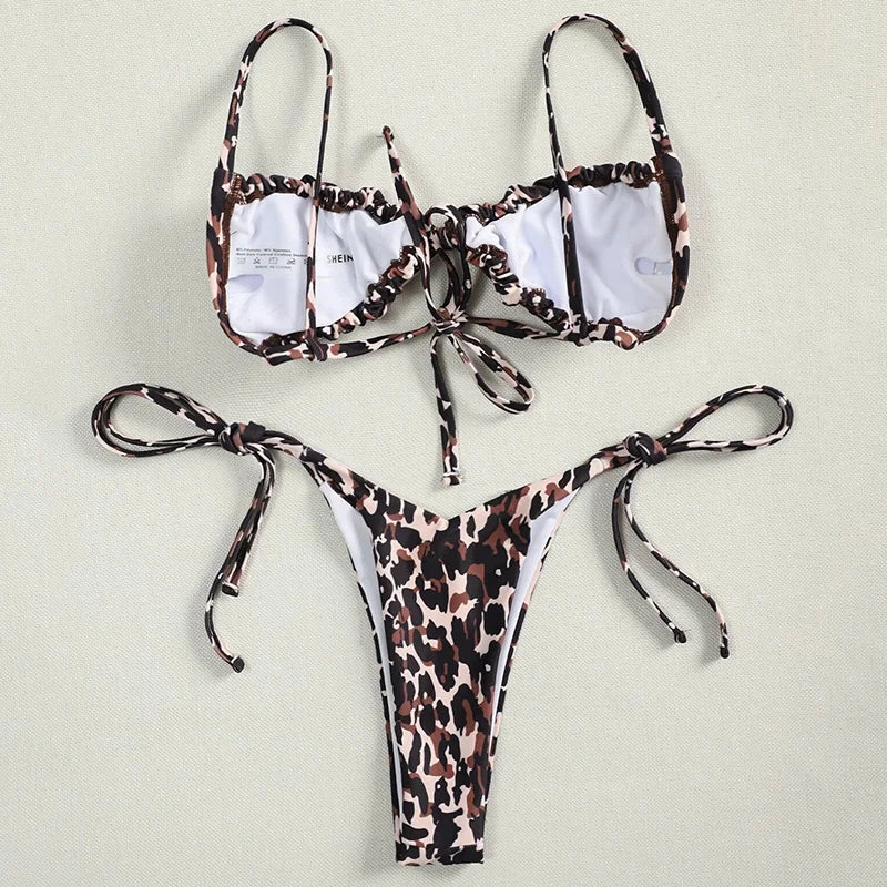 Sexy Ruffle Frilled Micro Thong Bikini 2025 Women Swimwear Female Swimsuit Two-pieces Bikini set String Bather Bathing Suit Swim