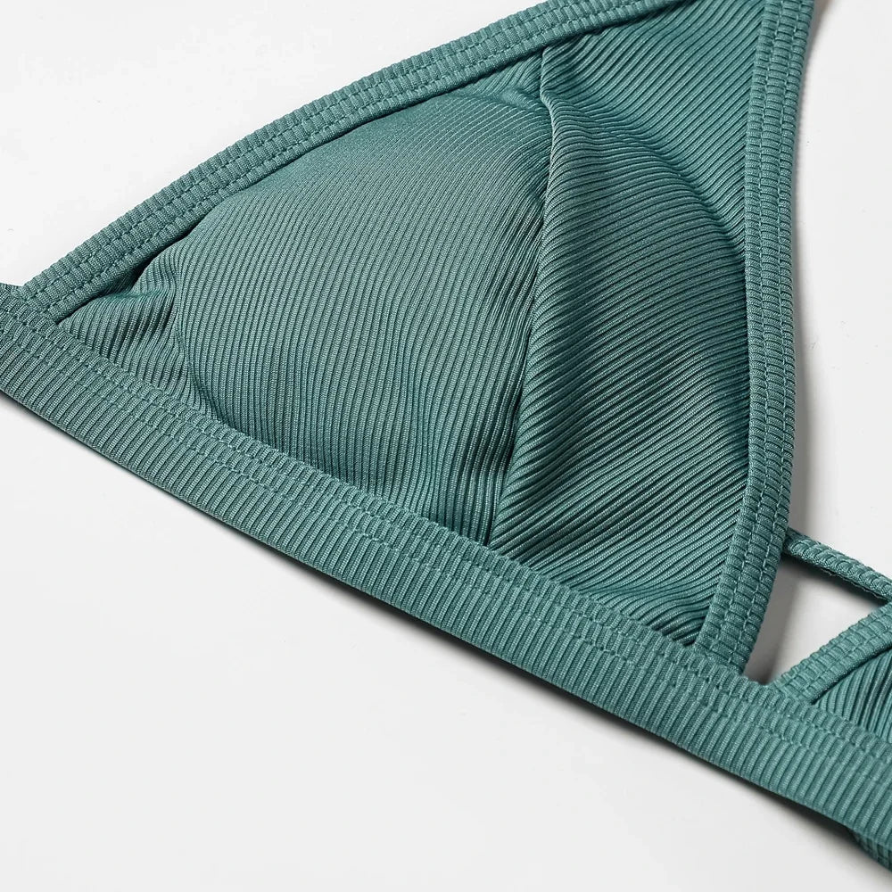 ZTVitality Sexy Solid Push Up Bikini 2025 New Arrival Padded Bra High Leg Swimsuit Ring Bandage Swimwear Women Brazilian Biquini