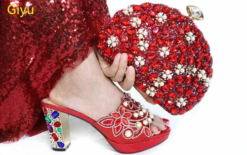 doershow High Quality African fashion Style Ladies Shoes And Bags Set Latest SILVER Italian Shoes And Bag Set For Party HJJ1-10