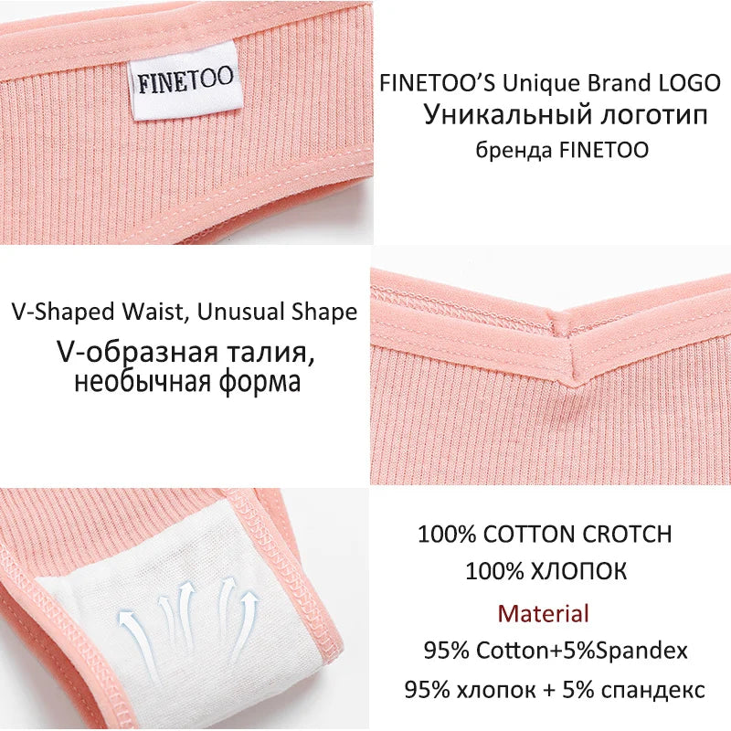 FINETOO Women's Cotton Panties Ladies Sexy V Waist Brazilian Underwear Female T-Back Briefs Panty M-XL Girls Intimates Lingerie