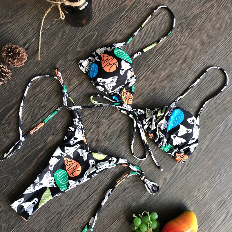 Sexy Ruffle Frilled Micro Thong Bikini 2025 Women Swimwear Female Swimsuit Two-pieces Bikini set String Bather Bathing Suit Swim