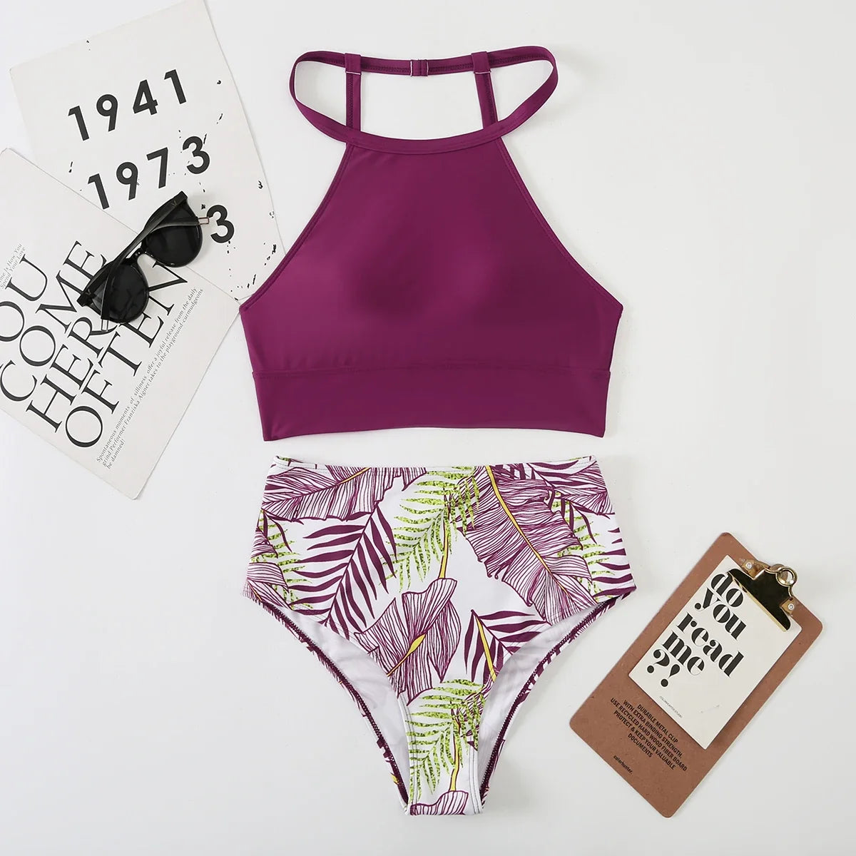 2026 High Waist Bikini Women High Neck Swimsuit Printed Swimwear Female Padded Beachwear Bathers Bathing Swimming Swim Suit