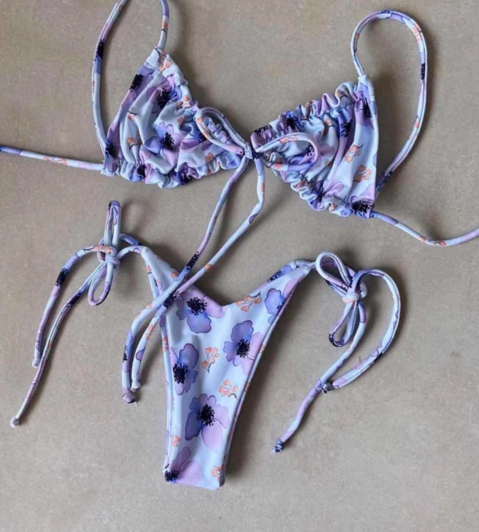 RUOTONGSEPT Low Waist Bikinis 2022 Triangle Swimwear Female Swimsuit Women Print Bikini set two-Piece Suit Push Up Bathing Suit