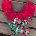 2024 New Bikini Set Women Ruffle Brazilian Bikini High Waist Flounce Biquini Swimwear Printed Maillot De Bain Summer Bath Suit