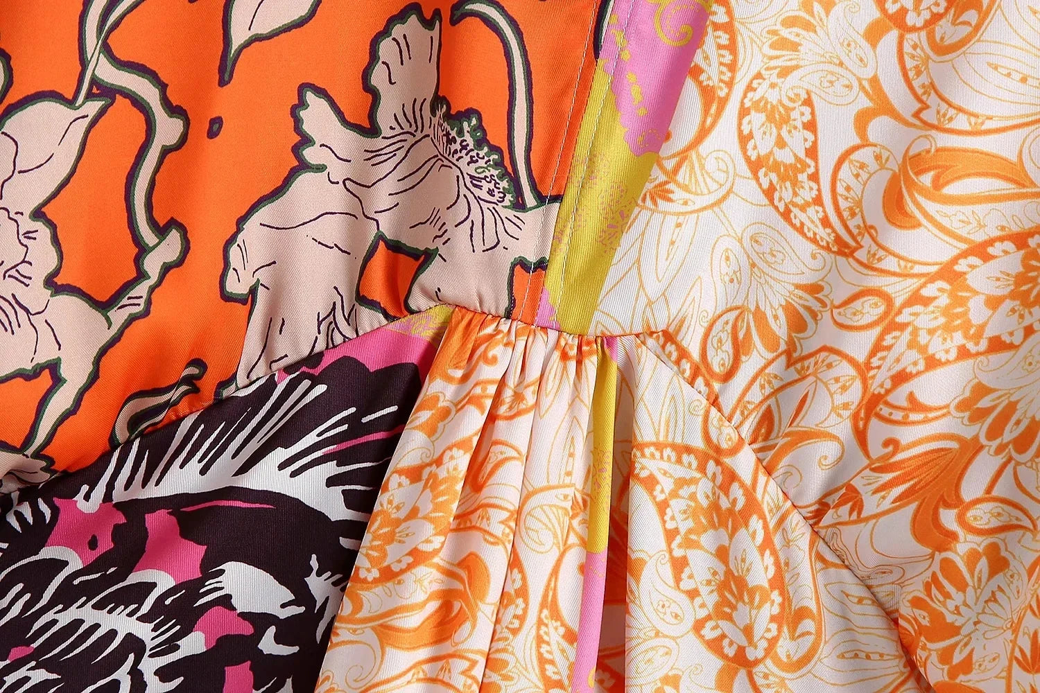 Foridol Paisley Print Batwing Sleeve Kimono Maxi Long Dress Floral Print Half Sleeve Boho Autumn Dress Orange Belt Slit Dress