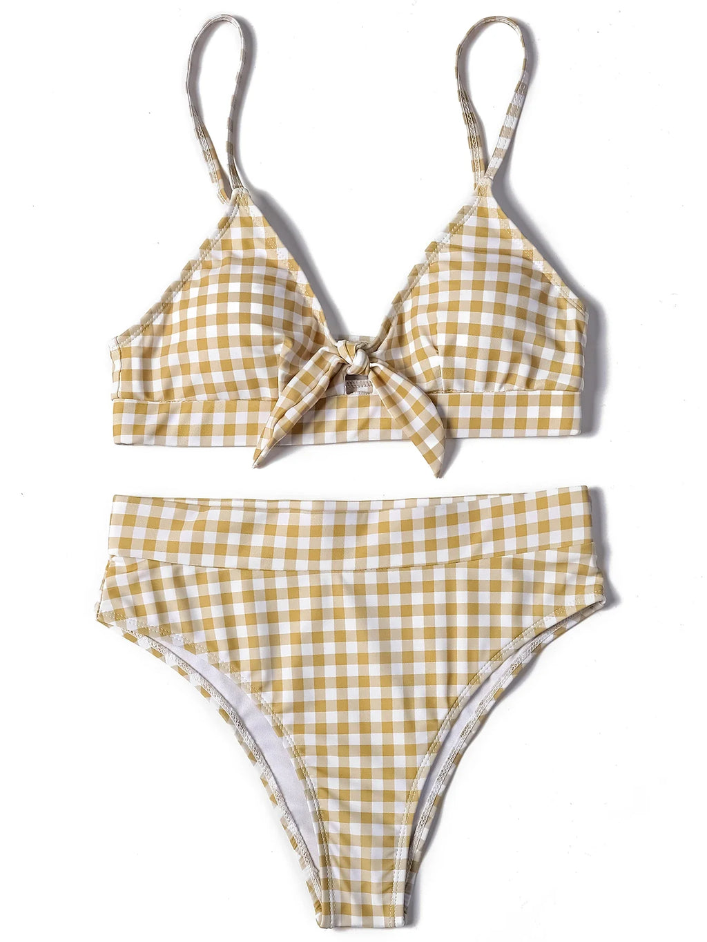 ZTVitality Bow Plaid Bikinis Push Up Sexy Bikini 2021 Hot Sale Straps Padded High Waist Swimsuit Retro Swimwear Women Biquini