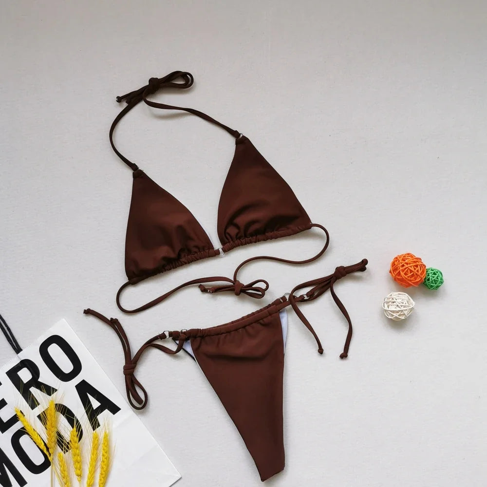2025 Polka Dot Mini Micro String Bikini Women Swimsuit Female Bikinis Brazilian Swimwear Two Pieces Bikini Set Bathing Suit Swim