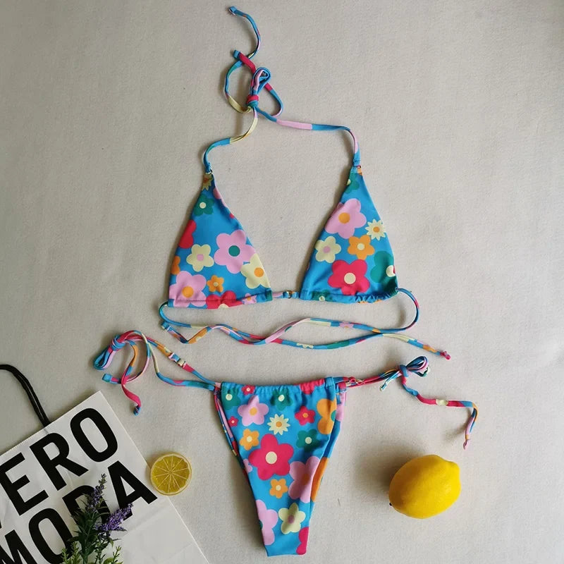 2025 Polka Dot Mini Micro String Bikini Women Swimsuit Female Bikinis Brazilian Swimwear Two Pieces Bikini Set Bathing Suit Swim