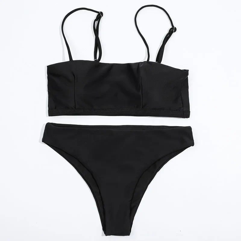 ZTVitality Solid Sexy Bikinis Push Up Bikini 2026 New Arrival Straps Padded Bra Mid Waist Swimsuit Solid Swimwear Women Biquini