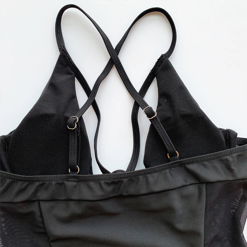 2026 Underwired Mesh High Cut Women Swimwear One Piece Swimsuit Female Hollow Out Monokini Bather see through Bathing Suit Swim