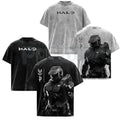 HALO Master Chief 117 T-Shirt – Retro Spartan Back Print Graphic Tee, Premium Acid Wash Oversized Lightweight Cotton Gaming Streetwear Top