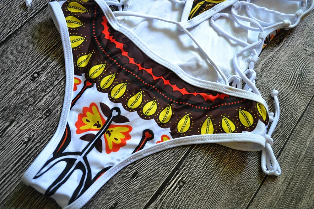 2025 African Dashiki Print One Piece Swimsuit Women High leg cut Swimwear Female Trikini Thong Monokini Brazilian Bathing Suit