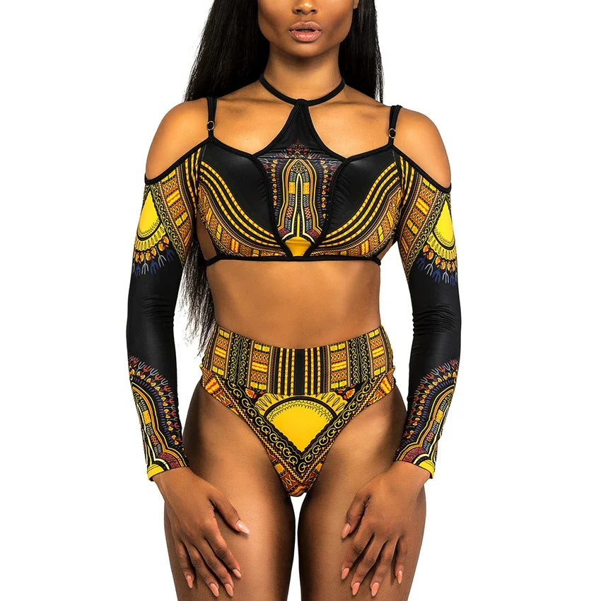 2025 African Dashiki Print One Piece Swimsuit Women High leg cut Swimwear Female Trikini Thong Monokini Brazilian Bathing Suit