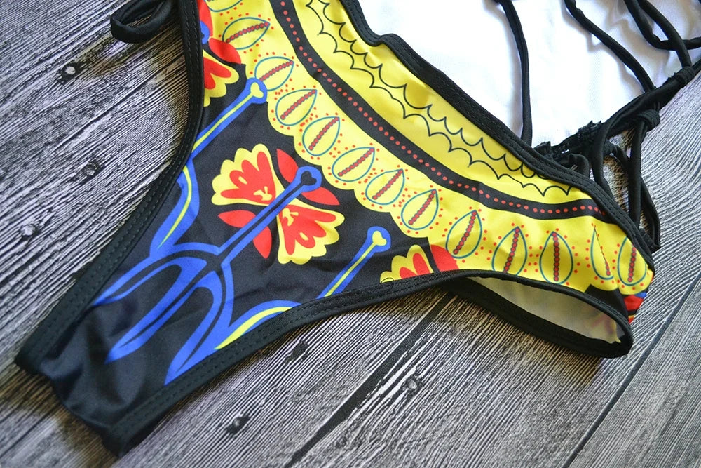 2025 African Dashiki Print One Piece Swimsuit Women High leg cut Swimwear Female Trikini Thong Monokini Brazilian Bathing Suit