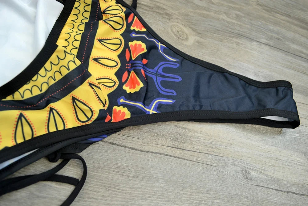 2025 African Dashiki Print One Piece Swimsuit Women High leg cut Swimwear Female Trikini Thong Monokini Brazilian Bathing Suit