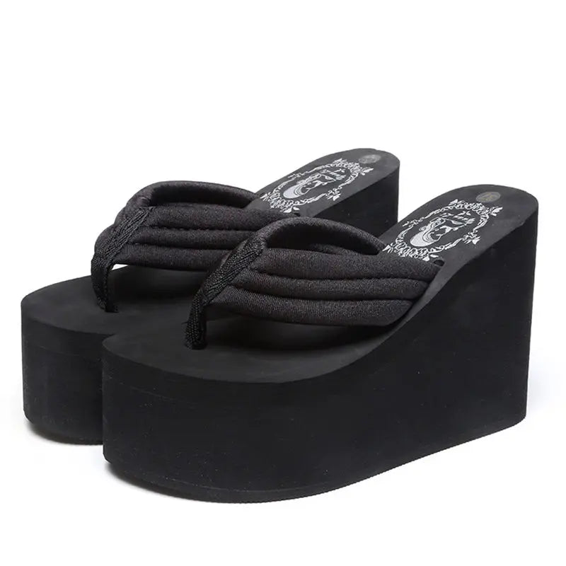 Summer Slippers Women Wedges Sandals Super High Heels Ladies Fashion Flip Flops Cute Bowknot Female Party Shoes Plus Size Slides