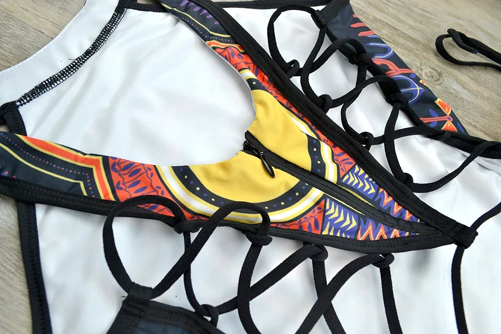 2025 African Dashiki Print One Piece Swimsuit Women High leg cut Swimwear Female Trikini Thong Monokini Brazilian Bathing Suit