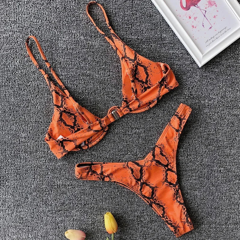 Sexy Neon V-bar Underwired Bikini 2025 Female Ribbed Swimsuit Women Thong Swimwear Two-pieces Bikini set Push up Bathing Suit