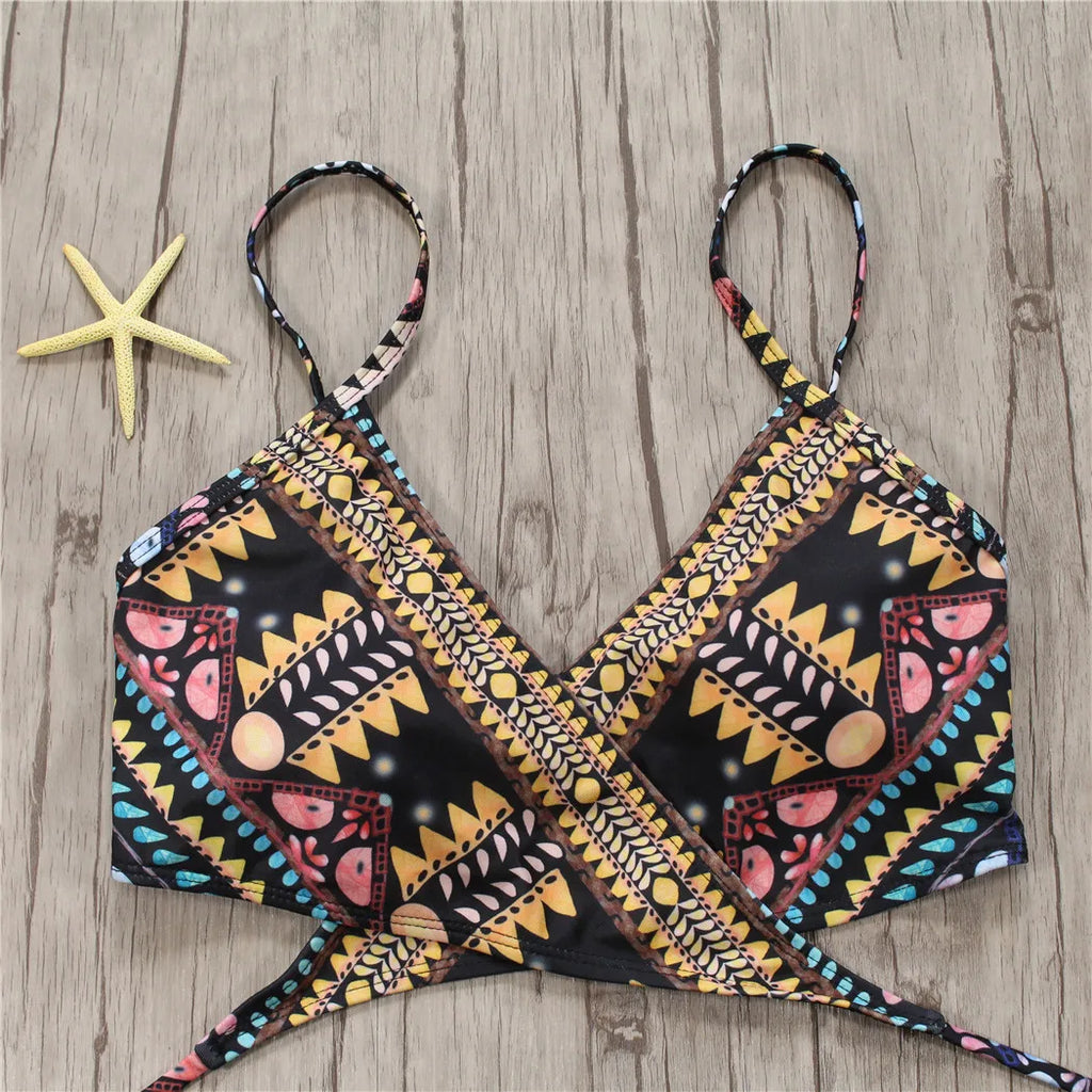 2022 Sexy Bandage Aztec Biquini String Strappy Swim Wear Bathing Suit Swimsuit Beachwear Swimwear Women Brazilian Bikini